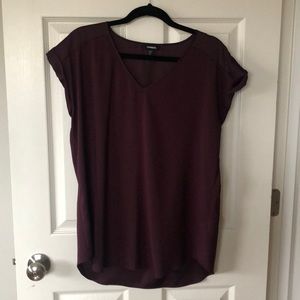 Express Gramercy V-neck Top - Burgundy